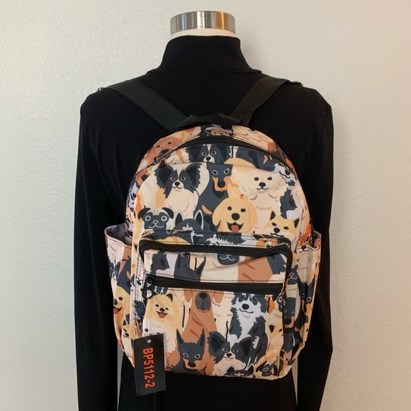 Bags Backpack Hands Free Lightweight Waterproof Dog Print Nwt Poshmark